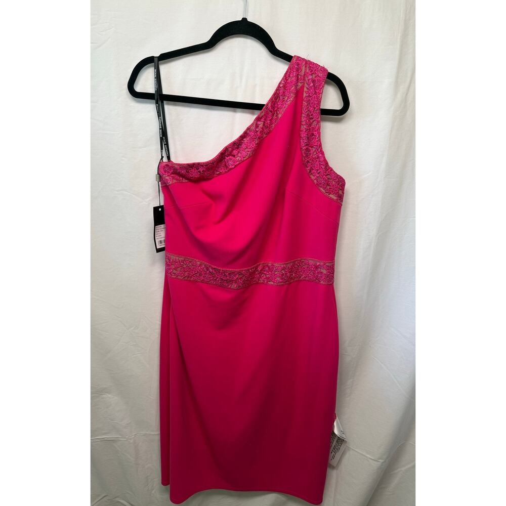 Tadashi Shoji One Shoulder Sheath Dress, Lotus Pink, Size 14, New!